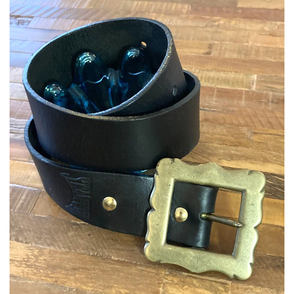 Vintage 90\'s Medieval Brass & Leather Belt by Strapped, worn 2x, excellent! main image 8